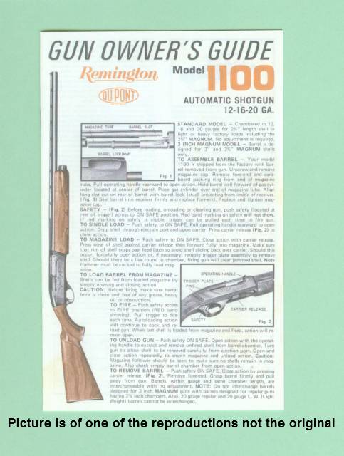 Remington Factory Instruction Manual Repro Other Gun Accessories